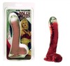 Dildo cu Venuza Rosu, 16.5cm, PVC Realist, Texturat cu Vene, Flexibil, Lubrifiere pe Baza de Apa