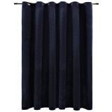 Draperie opaca cu inele metalice, negru, 290 x 245 cm, catifea
