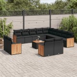 Gossi set mobilier de gradina cu perne, 14 piese, negru, poliratan
