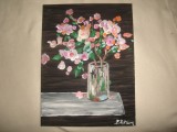 TABLOU PE PANZA CU SASIU NOU 30 X 40 CM VAS CU FLORI