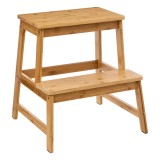 Scaun trepte 5Five Bamboo cu 2 niveluri, bambus, 43x43x47 cm, natur Household NewTrend