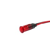 Indicator LED snap de panou din plastic , 8mm, 2 fire 20cm, rosu, 12-24V DC, IP65, FL1P-08QW-2-RED