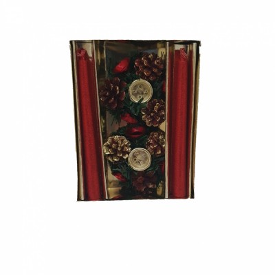 Decoratiune Craciun set doua lumanari rosii foto