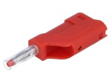 Conector banană 4mm roşie 10A 60VDC pe cablu 58,5mm