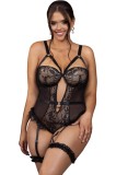 Lenjerie intimă pentru femei cu talie mare, sexy, din dantelă, bodysuit complet cu chingă, teddy, guepiere, susp