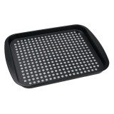 Tava de servire antiderapanta, alb-negru, design buline, 44x32x3cm, dreptunghiulara, plastic, Oem