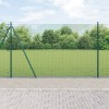 VidaXL &Icirc;mprejmuire din S&acirc;rmă Sudată cu 7 St&acirc;lpi Flanșați Verde 1,5x10 m Oțel