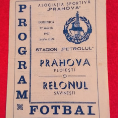 Program meci fotbal PRAHOVA PLOIESTI - RELONUL SAVINESTI (27.03.1977)