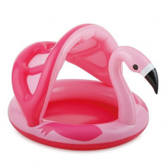 Piscina gonflabila pentru copii, model flamingo cu umbra, 114x103x72 cm foto