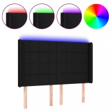 Cumpara ieftin Tablie de pat cu LED, negru, 147x16x118/128 cm, textil