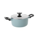 Cratita BergHOFF Slate, 20 cm, 2.9L, capac, Aluminiu, Sticla, Albastru HighLine Cooking