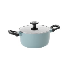 Cratita BergHOFF Slate, 20 cm, 2.9L, capac, Aluminiu, Sticla, Albastru HighLine Cooking