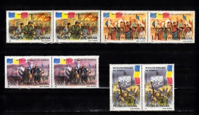 A11 TX9 15 - 1990 - Revolutia populara din Romania - perechi de doua timbre foto