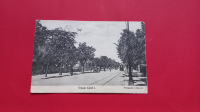 Iasi Strada Carol I Tramvai Tramway Trasura Carriage 1900 foto