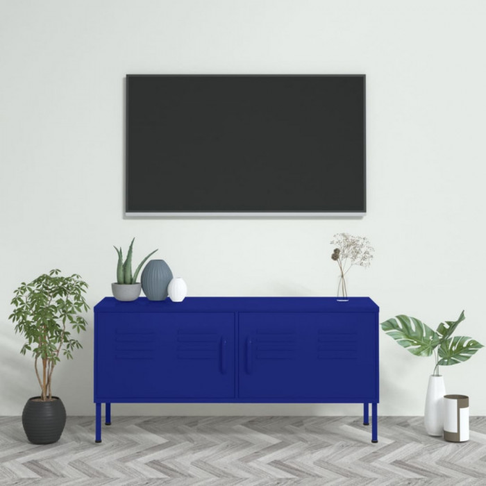 vidaXL Comodă TV, bleumarin, 105x35x50 cm, oțel