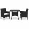 Gossi set mobilier gradina, 5 piese, negru, poliratan/sticla tratata