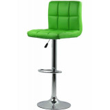 Scaun pentru bar, rotativ, otel cromat, piele sintetica, inaltime 113 cm, Verde, General