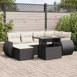 Cumpara ieftin Gossi set canapele de gradina cu perne, 7 piese, negru, poliratan