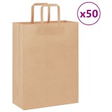Gossi pungi de hartie 50 buc cu manere maro 26x12x35 cm