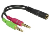 Cablu Audio DELOCK Jack 3,5mm 3pin x2 la Jack 3,5mm 4pin 0,12m - Cod 65459