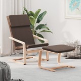VidaXL Scaun de relaxare cu taburet, maro &icirc;nchis, material textil
