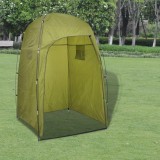 Cort Dus/Toaleta/Garderoba vidaXL Verde, 130x130x210cm, Portabil, cu 2 Compartimente si Acoperis