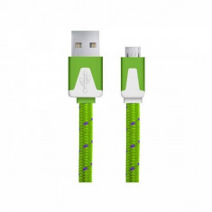 Cablu de date Esperanza EB176PG Braided plat microUSB 1m verde foto