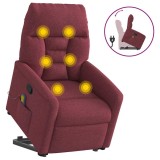 vidaXL Fotoliu rabatabil de masaj cu ridicare, roșu vin, textil