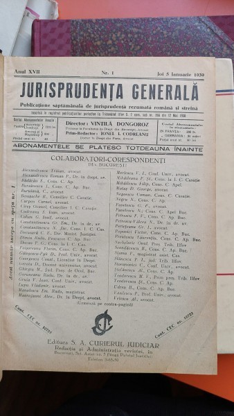 JURISPRUDENTA GENERALA, 1939