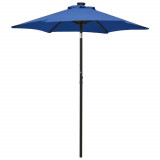 Umbrela de soare cu lumini LED albastru azur 200x211cm aluminiu GartenMobel Dekor, vidaXL