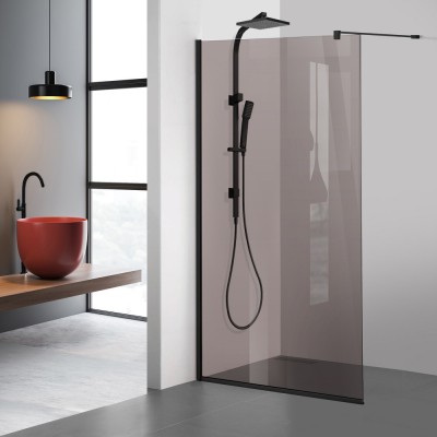 Paravan dus walk-in Aqua Roy Black, sticla 8 mm bronz, securizata, anticalcar, 110x195 cm foto