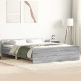 Cumpara ieftin Cadru de pat cu tăblie la cap/picioare, gri sonoma, 150x200 cm