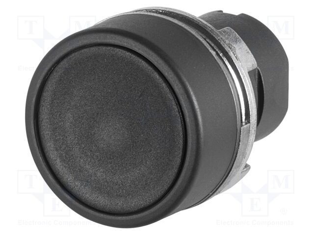 Comutator EAO 22mm Poz.i stabil 2 negru acţionat prin apăsare