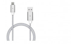 Cablu de date magnetic Axessman Lightning 1m iOS Silver foto