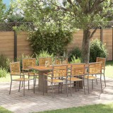 VidaXL Set de masă pentru grădină 9 pcs Gri 190 x 80 x 75 cm poliratan