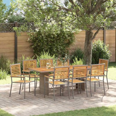 vidaXL Set de masă pentru grădină 9 pcs Gri 190 x 80 x 75 cm poliratan foto