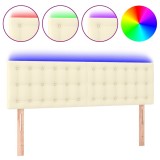 Cumpara ieftin Tablie de pat cu LED, crem, 144x5x78/88 cm, piele ecologica