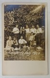 GRADISTE , FOTOGRAFIE DE GRUP LA IARBA VERDE , FORMAT CARTE POSTALA , 14 AUGUST 1927