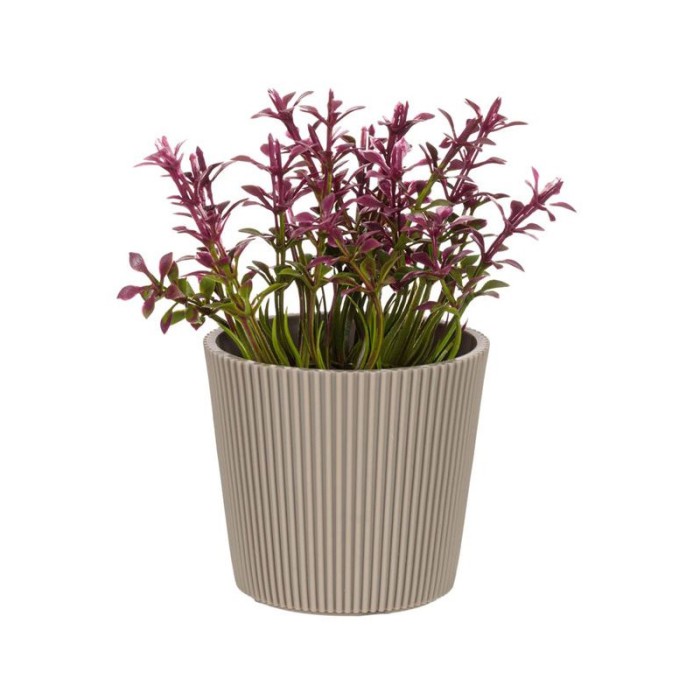 Ghiveci decorativ cu floare artificiala bordo, 6.5x11 cm, ATU-086345