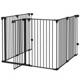 PawHut Tarc de Joacă 2-in-1 Multifuncțional cu Poartă de Siguranță pentru Pisici și C&acirc;ini, 6 Panouri, Dimensiuni 64x100cm, &Icirc;nălțime 100cm, Negru | Aos