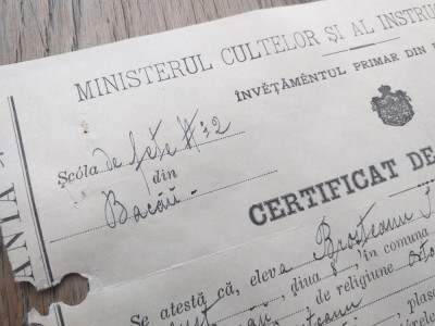 Bacau- Certificat de absolvire, 1903 foto