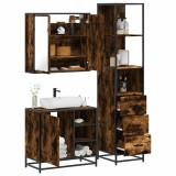 vidaXL Set mobilier de baie, 3 piese, stejar fumuriu, lemn prelucrat 3301147