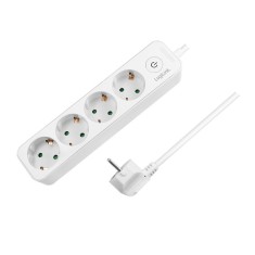 PRELUNGITOR LOGILINK, Schuko x 4, cablu 3G 1.5mm2, 230 V/16 A, 50 Hz, max. 3600 W, buton intrerupator iluminat, IP20, 1.5m, alb &quot;LPS245&quot; (include TV 0