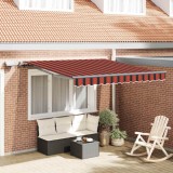 VidaXL Marchiză retractabilă manuală cu LED portocalie și maro 300x250 cm