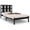 Cadru de pat mic single, negru, 75x190 cm, lemn masiv