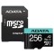Adata - Memory Card (AUSDX256GUI3V30SA2-RA1) - MicroSDXC, Adapter, Class 10, UHS-I U3, 256GB, Read 100MB/s - Black