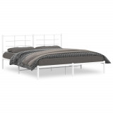 VidaXL Cadru de pat metalic cu tăblie, alb, 180x200 cm