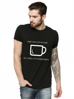 Tricou barbati negru - Cup of care - S foto