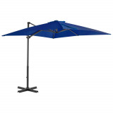 Umbrelă suspendată st&acirc;lp aluminiu, albastru azuriu, 250x250 cm, vidaXL