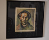 Studiu de portret barbat dupa Corneliu Baba - lucrare inramata, Portrete, Acuarela, Altul